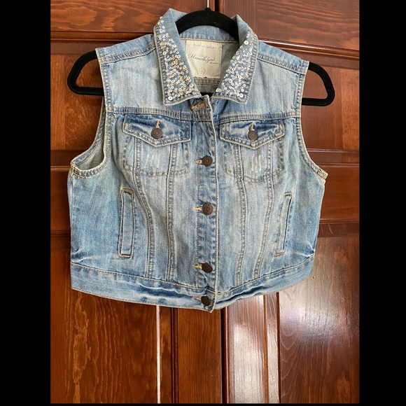 Jackets & Blazers - Jean vest w gems around neck